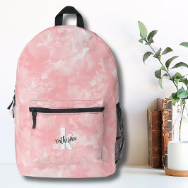 Mochila Impresa Monograma Inicial de Niñas Acuarela Rosa