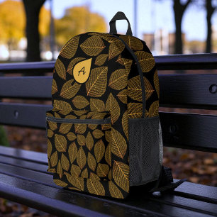 Mochila Impresa Monograma inicial del patrón de esqueleto de la ho