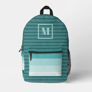 Mochila Impresa Monograma Inicial Editable Gradiente Teal