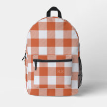 Monograma Iniciales Naranja Gingham Buffalo Check