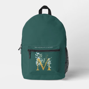Mochila Impresa Monograma M verde nombre 