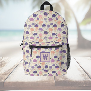 Mochila Impresa Monograma malva y Naranja