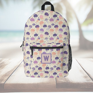 Mochila Impresa Monograma malva y Naranja