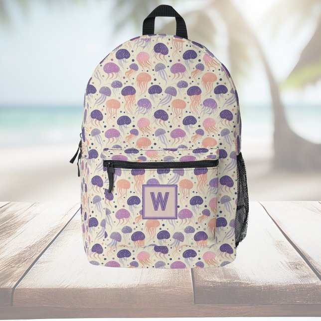 Mochila Impresa Monograma malva y Naranja (Subido por el creador)
