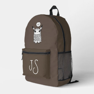 Mochila Impresa Monograma marrón de chocolate monstruo lindo minim