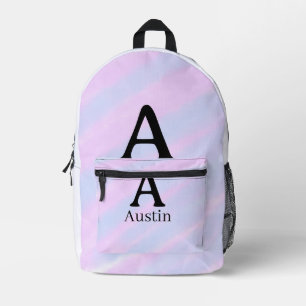 Mochila Impresa Monograma mayúscula masculina agregar nombre púrpu