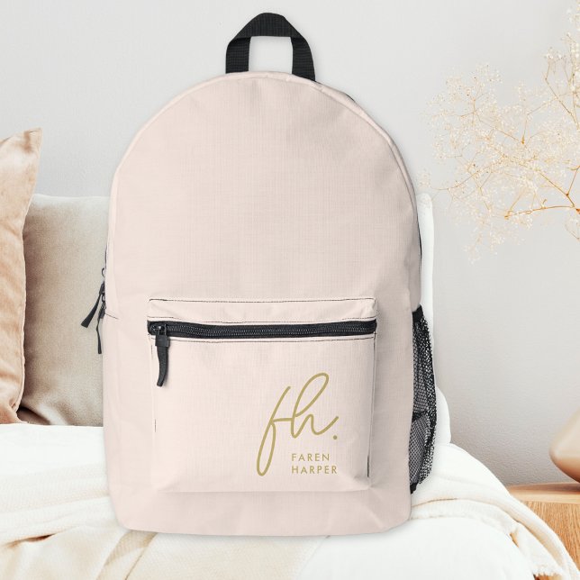 Mochila Impresa Monograma Moda moderna Rubor oro rosado monogramad (Subido por el creador)