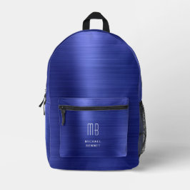 Mochila Impresa Monograma Moderna Azul Marino