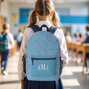 Mochila Impresa Monograma moderna en rosa y azul