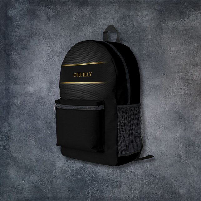 Mochila Impresa Monograma moderno con patrón de carbono negro y do (Subido por el creador)