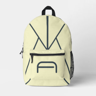 Mochila Impresa Monograma moderno de carbón con crema de vainilla