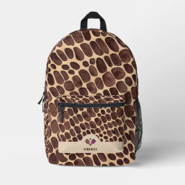 Mochila Impresa Monograma moderno de impresión de animales marrone