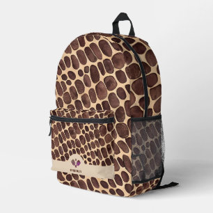 Mochila Impresa Monograma moderno de impresión de animales marrone