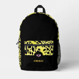 Mochila Impresa Monograma moderno de impresión de animales negros 