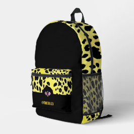 Mochila Impresa Monograma moderno de impresión de animales negros 