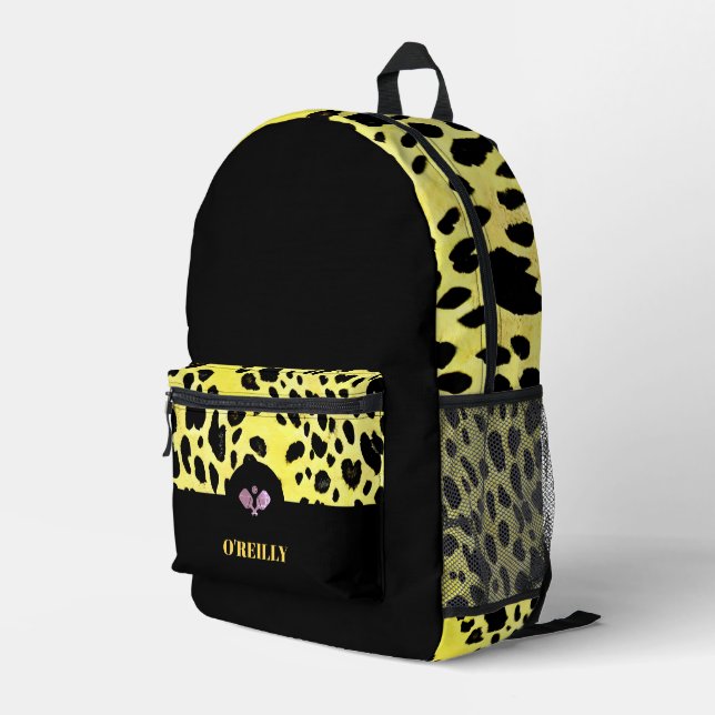 Mochila Impresa Monograma moderno de impresión de animales negros  (Esquina derecha trasera )