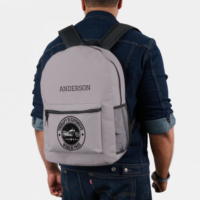 Mochila Impresa Monograma moderno de motocicleta de nombre persona (Insitu (Modelo))