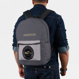 Mochila Impresa Monograma moderno de motocicleta de nombre persona