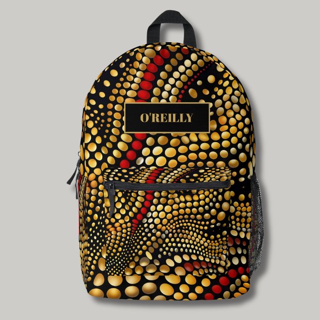 Mochila Impresa Monograma moderno de patrón negro y amarillo de mo (Subido por el creador)