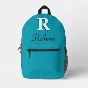 Mochila Impresa Monograma moderno elegante azul-verde
