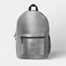 Mochila Impresa Monograma Moderno Gris