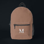 Mochila Impresa Monograma moderno Mocha Mousse Personalizado<br><div class="desc">Eleva tu estilo diario con esta mochila impresa con el nombre de Monograma Mocha Mousse Personalizado. Diseñado en Mocha Mousse, el color del año, esta mochila combina un sofisticado minimalismo con una elegancia personalizada. El tono neutro y elegante lo hace versátil y atemporal, mientras que la opción de añadir su...</div>
