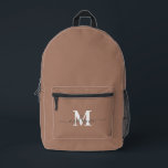 Mochila Impresa Monograma moderno Mocha Mousse Personalizado<br><div class="desc">Eleva tu estilo diario con esta mochila impresa con el nombre de Monograma Mocha Mousse Personalizado. Diseñado en Mocha Mousse, el color del año, esta mochila combina un sofisticado minimalismo con una elegancia personalizada. El tono neutro y elegante lo hace versátil y atemporal, mientras que la opción de añadir su...</div>