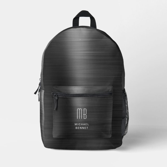 Mochila Impresa Monograma moderno negro (Anverso)