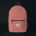 Mochila Impresa Monograma moderno Personalizado rosa<br><div class="desc">Mochila impresa del nombre del monograma del Personalizado rosado moderno</div>