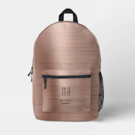 Mochila Impresa Monograma moderno Rosa de oro
