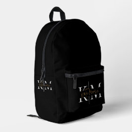 Mochila Impresa Monograma negro dorado elegante y con estilo para 
