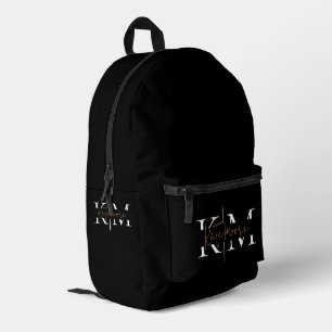 Mochila Impresa Monograma negro dorado elegante y con estilo para