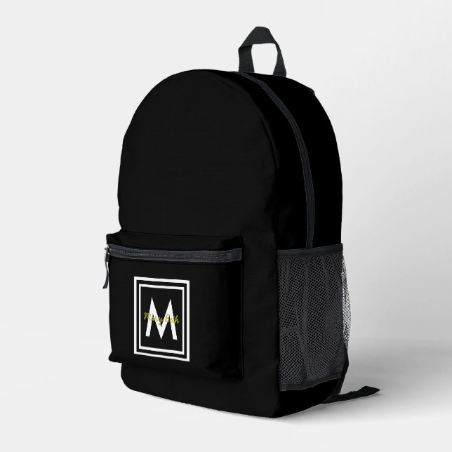 Mochila Impresa Monograma negro personalizado (Esquina derecha trasera )