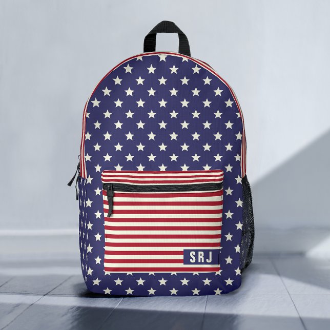 Mochila Impresa Monograma Patriótico de Bandera Americana Estrella (Subido por el creador)