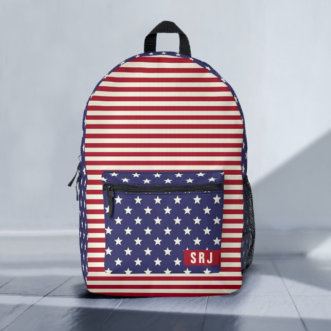 Mochila Impresa Monograma patriótico de bandera estadounidense con (Subido por el creador)
