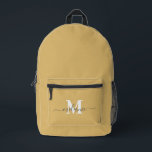 Mochila Impresa Monograma Personalizado amarillo pastel moderno No<br><div class="desc">Personalizado amarillo pastel moderno Monograma Nombre Mochila impresa</div>