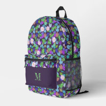 Monograma personalizado del patrón de ranas morada