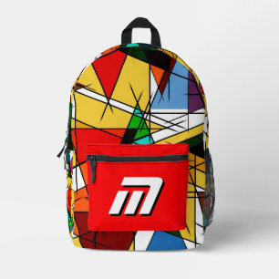Mochila Impresa Monograma personalizado geométrico de graffiti abs