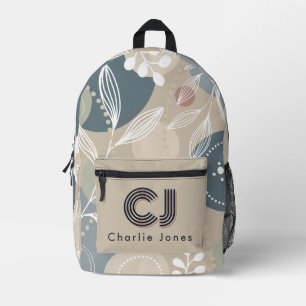 Mochila Impresa Monograma personalizado naval pastel moderno lindo