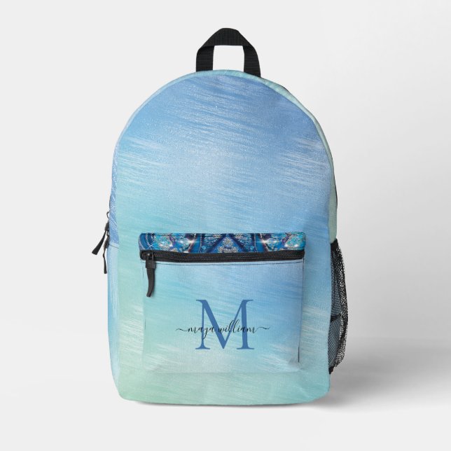 Mochila Impresa Monograma personalizado Purpurina Novy Blue (Anverso)