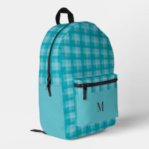 Mochila Impresa Monograma personalizado verde azulado de cheques d