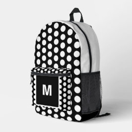 Mochila Impresa Monograma puntos de Polka Blanco Negro