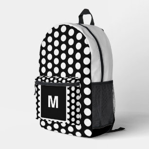 Mochila Impresa Monograma puntos de Polka Blanco Negro