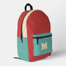 Mochila Impresa Monograma retro naranja y azul