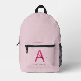 Mochila Impresa Monograma rosa caliente de vuelta a la escuela