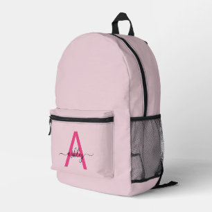 Mochila Impresa Monograma rosa caliente de vuelta a la escuela