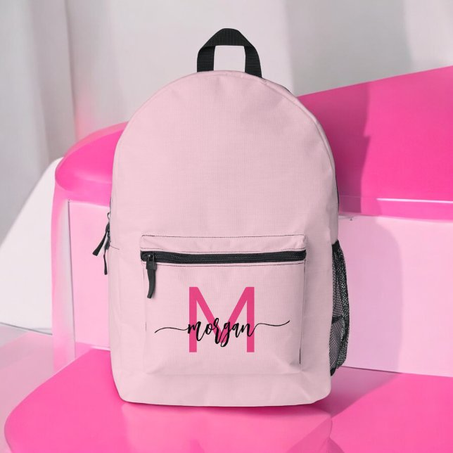 Mochila Impresa Monograma rosa caliente de vuelta a la escuela (Subido por el creador)