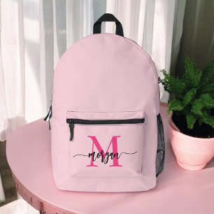 Mochila Impresa Monograma rosa caliente de vuelta a la escuela