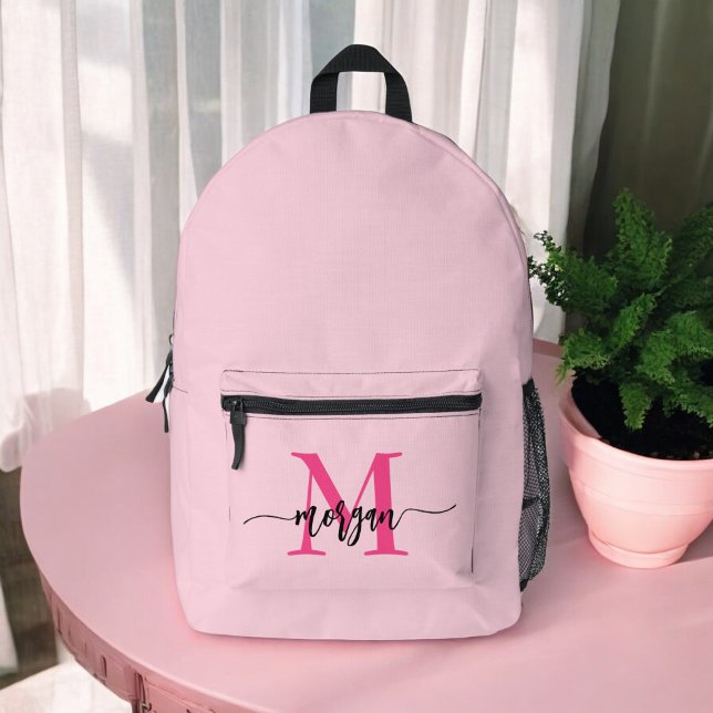 Mochila Impresa Monograma rosa caliente de vuelta a la escuela (Subido por el creador)