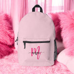 Mochila Impresa Monograma rosa caliente de vuelta a la escuela<br><div class="desc">Comience el año escolar con estilo con nuestra mochila impresa de nuestro Monograma Rosado Back to School! Esta atractiva mochila cuenta con un vibrante diseño rosado caliente, personalizado con su monograma para un aspecto único y moderno. Perfecto para llevar libros, provisiones y artículos de primera necesidad, ofrece moda y funcionalidad....</div>